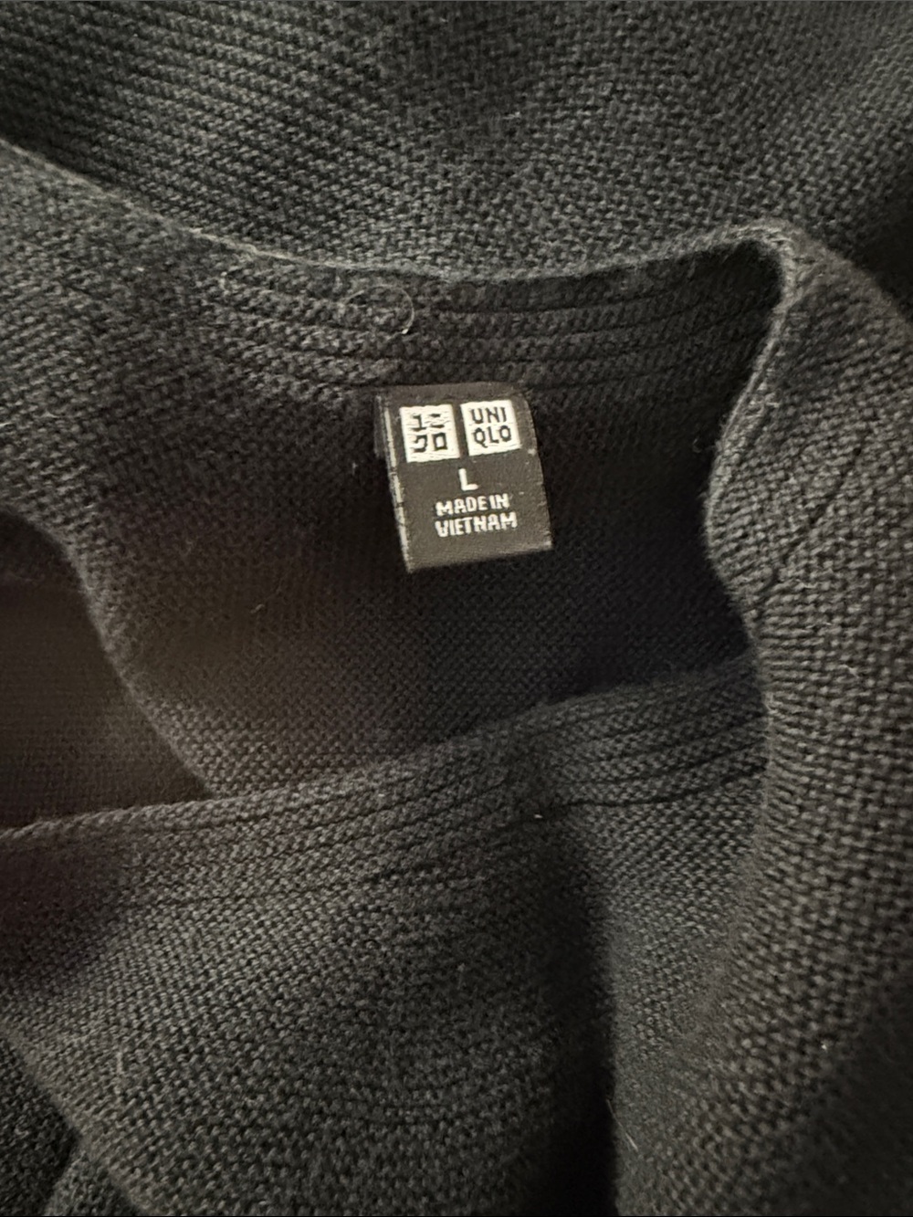 Uniqlo 3D Knit Cotton Sweater Black/White Stripes Sz L - Picture 6 of 7